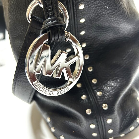 Michael Kors Astor Tortuga large black leather tote with chains and silver studs - Picture 5 of 8